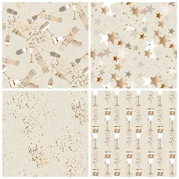 Decorative sparkling champagne seamless pattern Illustrazione stock