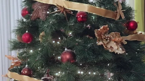 Decorative sparkling Christmas tree Stock Footage 209133930
