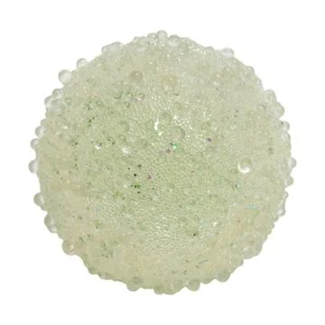 Decorative sphere covered with tiny sparkling beads. Round toy made of glas.. Фото