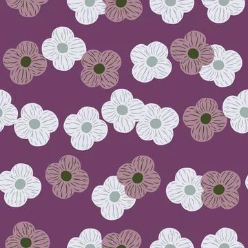 Decorative spring seamless pattern with doodle random simple flower elements. Stock Illustration
