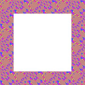 Decorative square border with abstract purple blue yellow fractal pattern Stock Illustration