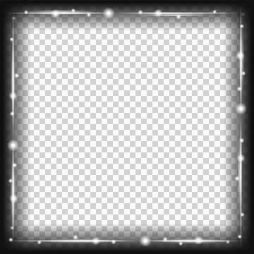 Decorative square border is glowing in flat style with streaks and lights on Stock Illustration