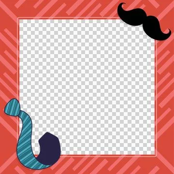 Decorative square frame is showing flat design with mustache overlapping Illustrazione stock