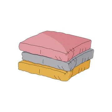 Decorative square pillows lying in a pile stock vector illustration Stock Illustration