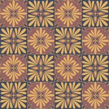 Decorative square shaped ceramic tiles, trendy beige brown brick dark color a 库存插图