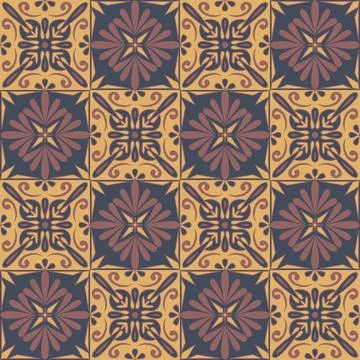 Decorative square shaped ceramic tiles, trendy beige brown brick dark color v Ilustración de archivo
