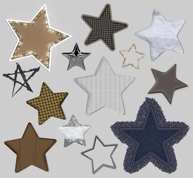 Decorative star collage collection Stock Illustration