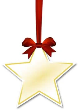 Decorative star with red bow on a white background Stock Illustration