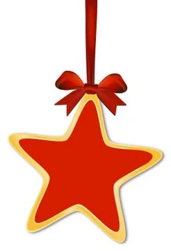 Decorative star with red bow on a white background Stock Illustration