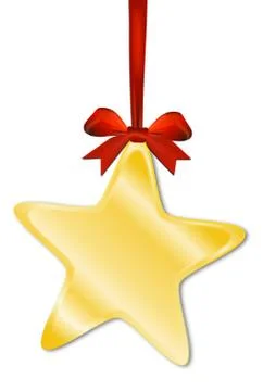 Decorative star with red bow on a white background Illustrazione stock