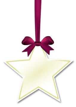 Decorative star with violet red bow on a white background Stock Illustration