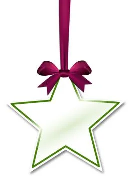Decorative star with violet red bow on a white background Illustrazione stock