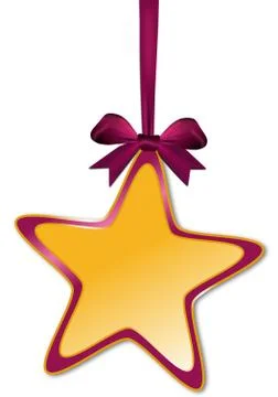 Decorative star with violet red bow on a white background Illustrazione stock