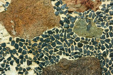 Decorative stone mosaic wall texture close up Foto stock