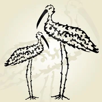 Decorative storks Illustrazione stock