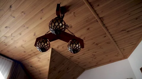 Decorative stylish ceiling lamp in the restaurant. Stock Footage 251647564
