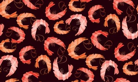 Decorative stylish shrimp seamless pattern. 库存插图