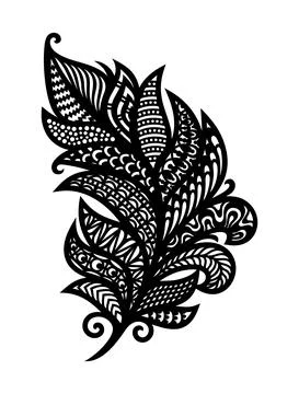 Decorative stylized feather, leaf.  Stock Illustration