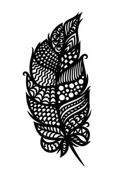Decorative stylized feather, leaf, quill.  Stock Illustration