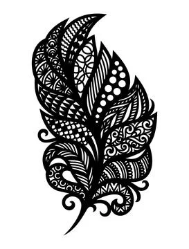 Decorative stylized feather, leaf, quill.  Stock Illustration