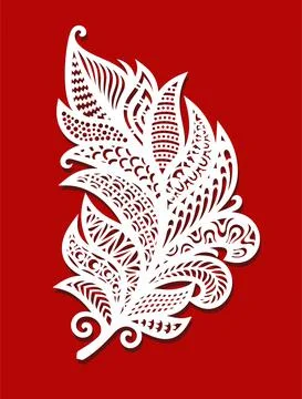 Decorative stylized feather, leaf, quill.  Stock Illustration