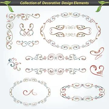 Decorative Swirl Design Elements Collection Stock Illustration