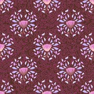 Decorative Symmetrical Abstract Repeat Pattern In Raspberry Pink And Chocolat Stock Illustration