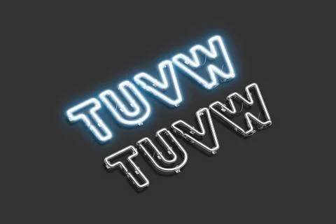 Decorative T U V W letters, neon font mockup Illustrazione stock