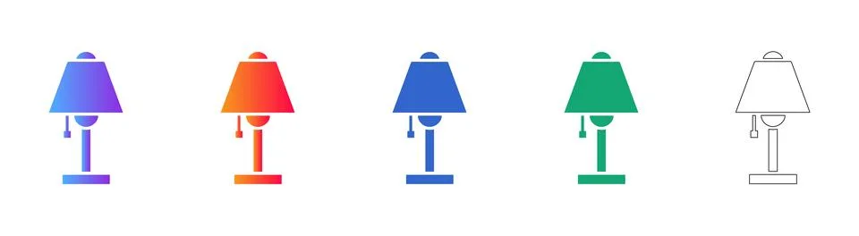 Decorative Table Lamp Icon Set Illustrazione stock