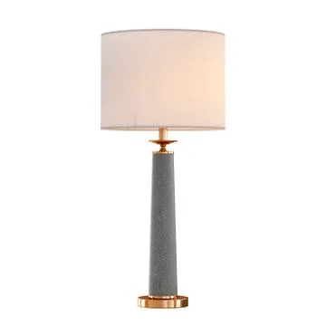 Decorative table lamp with a light pink lampshade on an isolated background. 3d Stock Illustration