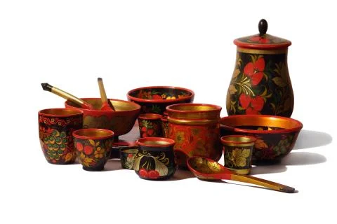 Decorative tableware from a tree Stock Photos