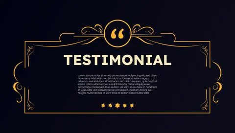 Decorative testimonial frame with star rating and text area, testimonial Illustrazione stock