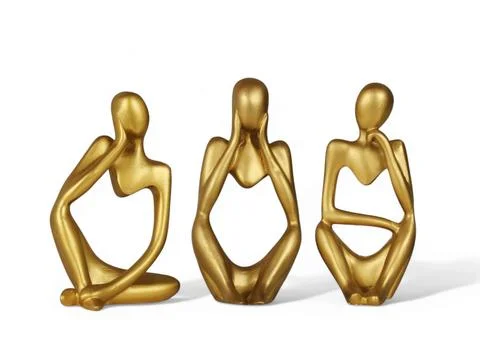 Decorative Thinker Statue Three Modern Art Showpiece Sculpture Stock Photos