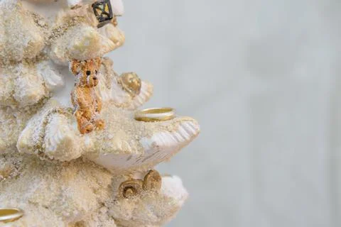 Decorative toy tree with decorations. Candlesticks Stock Photos