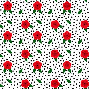 Decorative, traditional, simple seamless pattern with flowers. Cute print wi Stock Illustration