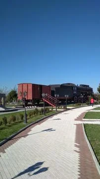 Decorative train in the park Stock Photos