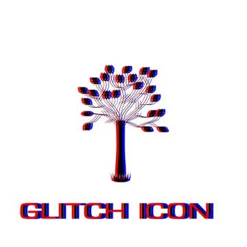 Decorative tree icon flat. Stock Illustration