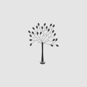Decorative tree icon flat. Stock Illustration