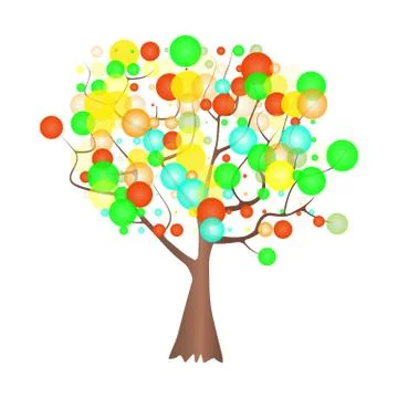 Decorative tree isolated on white background. Stock Illustration