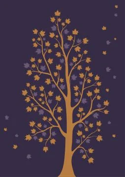 Decorative tree with leaves Stock Illustration
