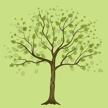 Decorative tree with leaves Stock Illustration