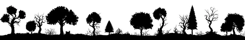 Decorative trees in a line Stock Illustration