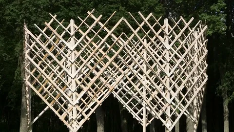 Decorative Trees with Mirror Leaves made of Wood and Reflective Mirrors Stock Footage 285144205
