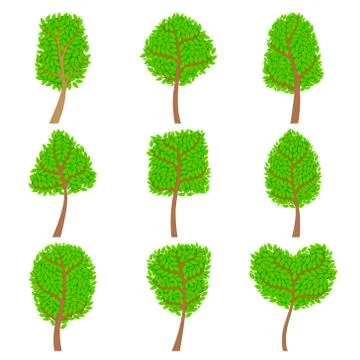 Decorative Trees Set Stock Illustration