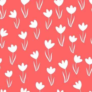 Decorative trendy hand drawn vector seamless floral ditsy pattern design Stock Illustration