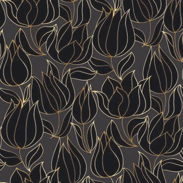 Decorative tulip floral seamless pattern. Illustrazione stock