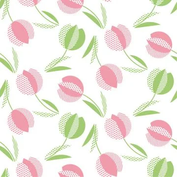 Decorative tulip flower seamless pattern. geometric floral vector illustratio Stockillustratie