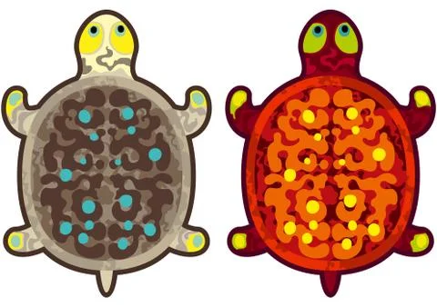 Decorative turtle set Stock Illustration