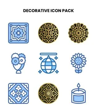 Decorative Two Colour Design Icons Pack Stock Illustration
