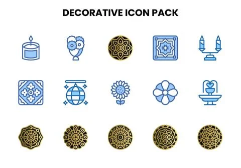 Decorative Two Colour Graphics Icons Pack Stock Illustration